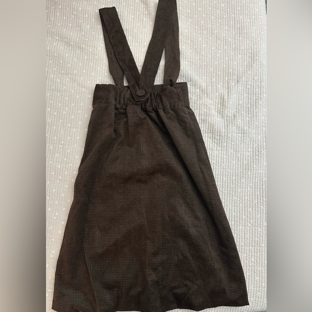 (Sold) Vintage Wool Brown Midi Skirt with Detachable Straps